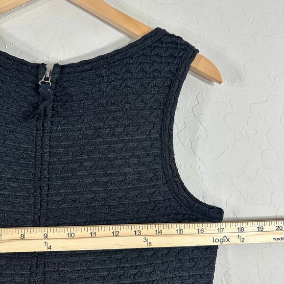 Studio M Women's Dress Black Textured Knit Sleeveless Short A Line‎ Dress Size L - Picture 4 of 9